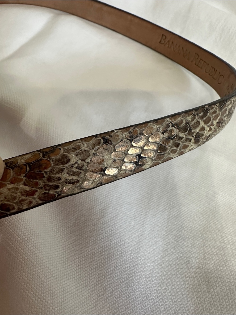 Banana Republic Snakeskin-Pattern Leather Belt - Beige & Brown - Picture 6 of 8